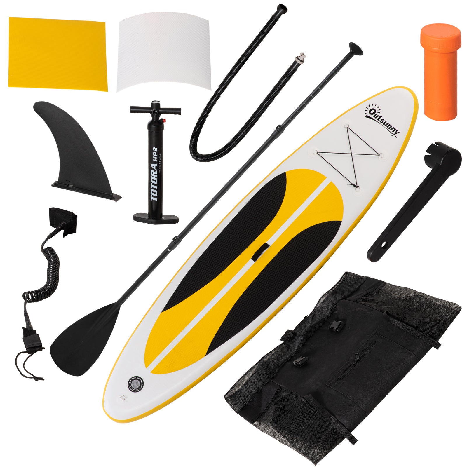 Paddle Board, 10', Non-slip, Bag, 3 Fins | White
