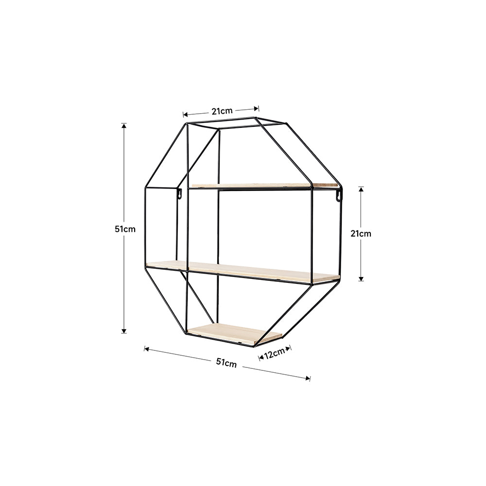 Octagonal Metal Floating Wall Display Shelf