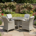 Hampton Rattan 4 Seat Dining Set | Dove Grey