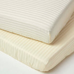 Cotton Stripe Fitted Cot Sheets 330 Tc, 70 X 140 Cm | Cot Bed | Yellow