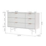 Modern White Dresser Cabinet 3/6 Drawer Storage Unit With Gold Handles | Large
