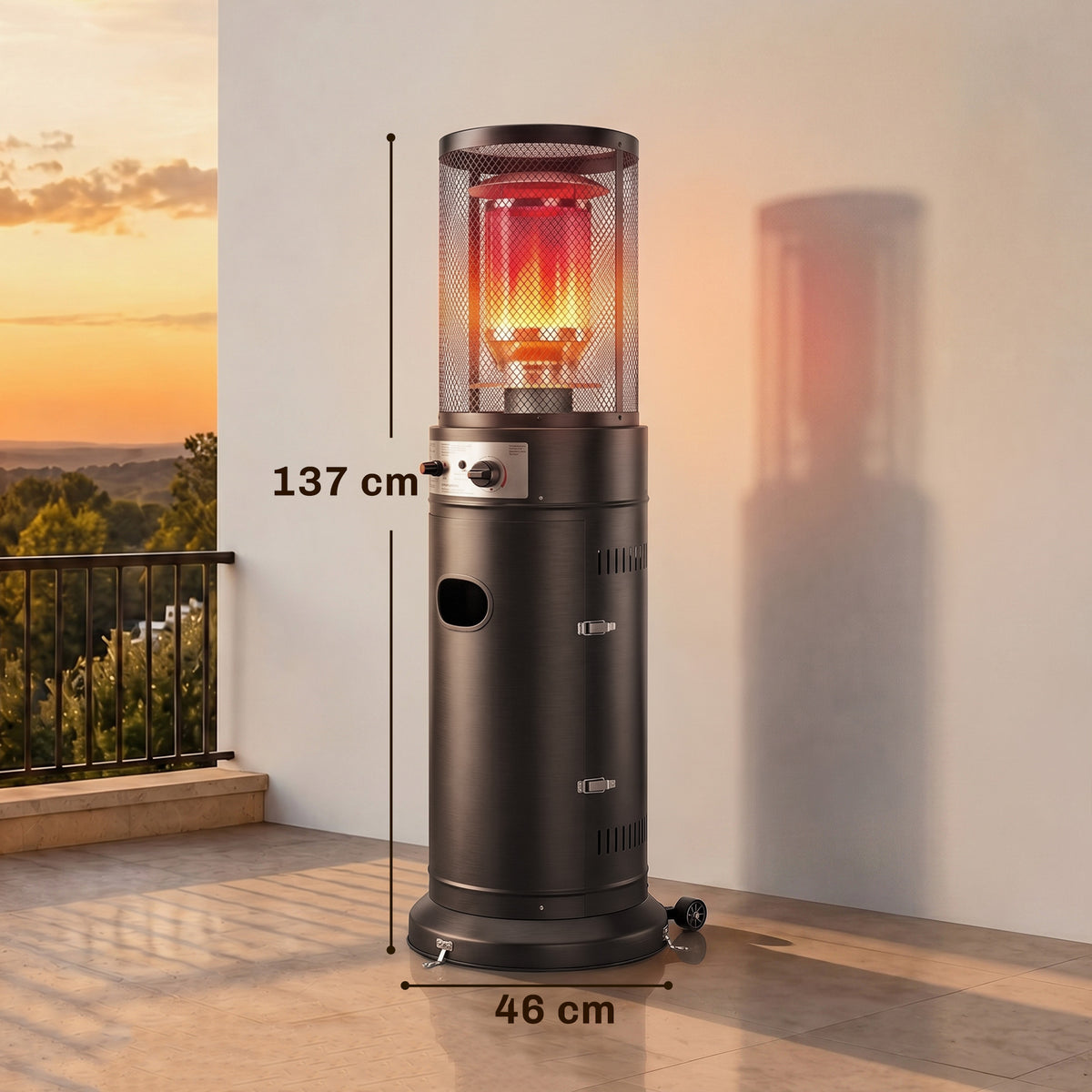 Gas Patio Heater, 11 Kw Portable Propane Outdoor Heater, Black