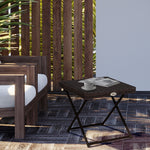 Folding Rattan Coffee Table W/ Steel Frame Bistro Garden | Brown