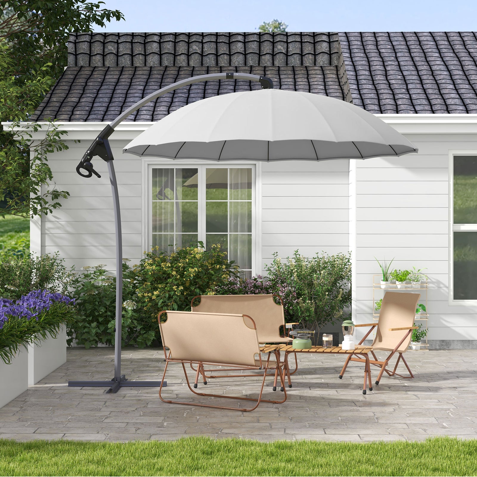 2.7m Cantilever Banana Parasol W/ Cross Base