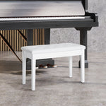 Classic Piano Bench Padded Seat Makeup Stool Solid Wood | One Size | White