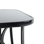 Rectangular Metallic And Tempered Glass Garden Table With Parasol Hole Outdoor - 120w X 80d X 72h Cm