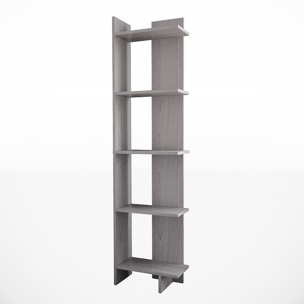 Modern 5-tier Corner Bookshelf Shelf Unit | Grey