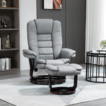 Swivel Manual Recliner And Footrest Set Leather | Gray