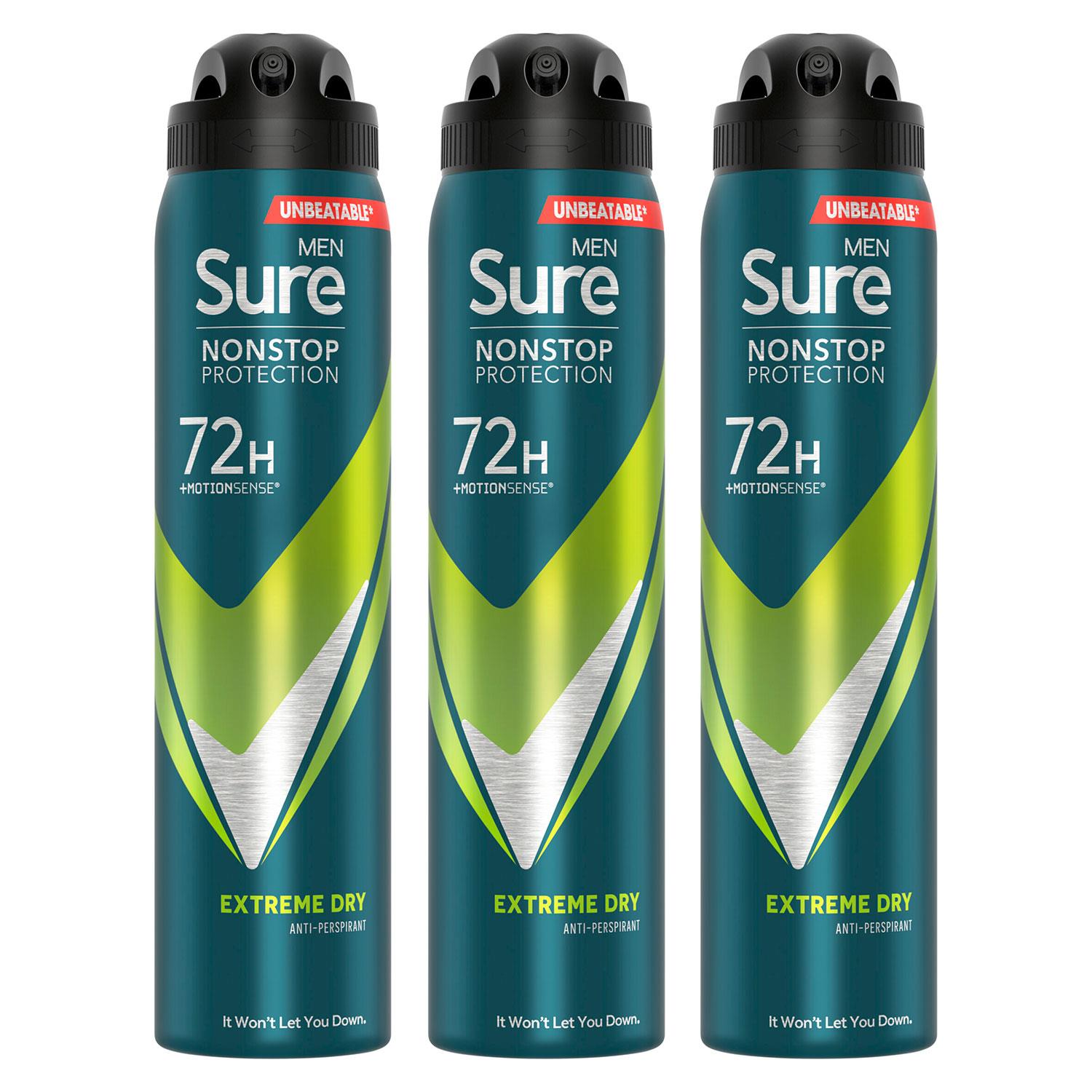 Men Anti-perspirant 72h Nonstop Protection Extreme Dry Deodorant, 3pk, 250ml | 3