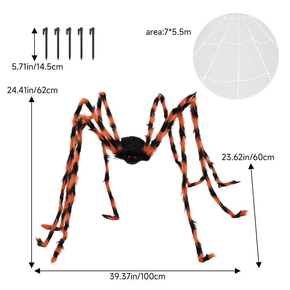 Giant Halloween Outdoor Spider Web Decoration With Scary Spider