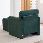 Chenille Upholstered Armchair With Footstool | Green