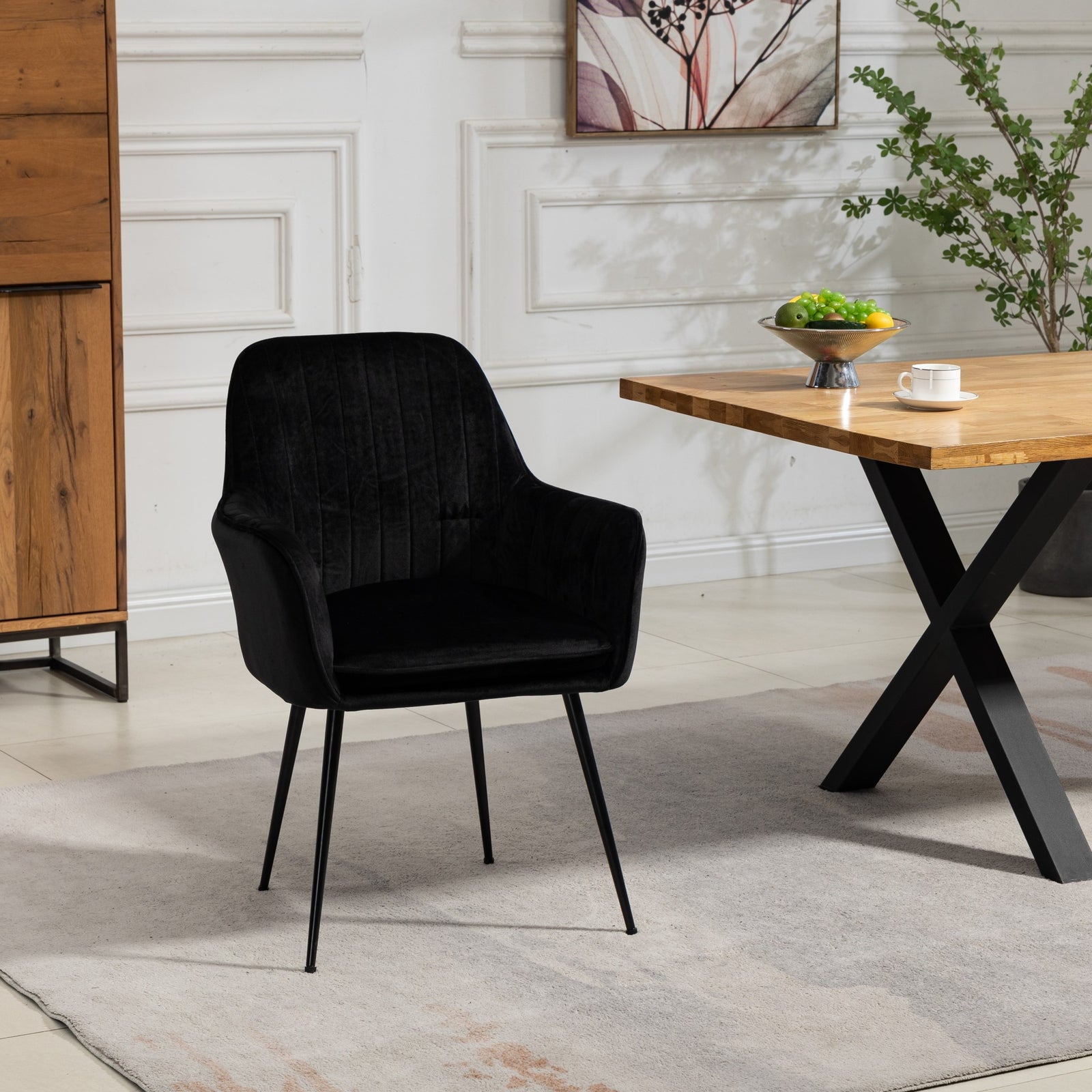 Set Of 2 Carrara Velvet Dining Chairs | Black