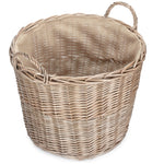 Chestnut Finish Wicker Round Lined Log Basket | Medium | Natural