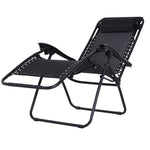 3pc Zero Gravity Chairs Sun Lounger Table Set W/ Cup Holders | Black