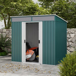 6.5x4ft Garden Shed W/ Foundation Lockable Metal Tool Shed | Green