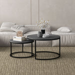 Stacking Coffee Tables Set, Marble Effect | Grey