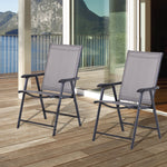Garden Armchairs Patio Folding Modern Furniture | Set of 2 | Gray