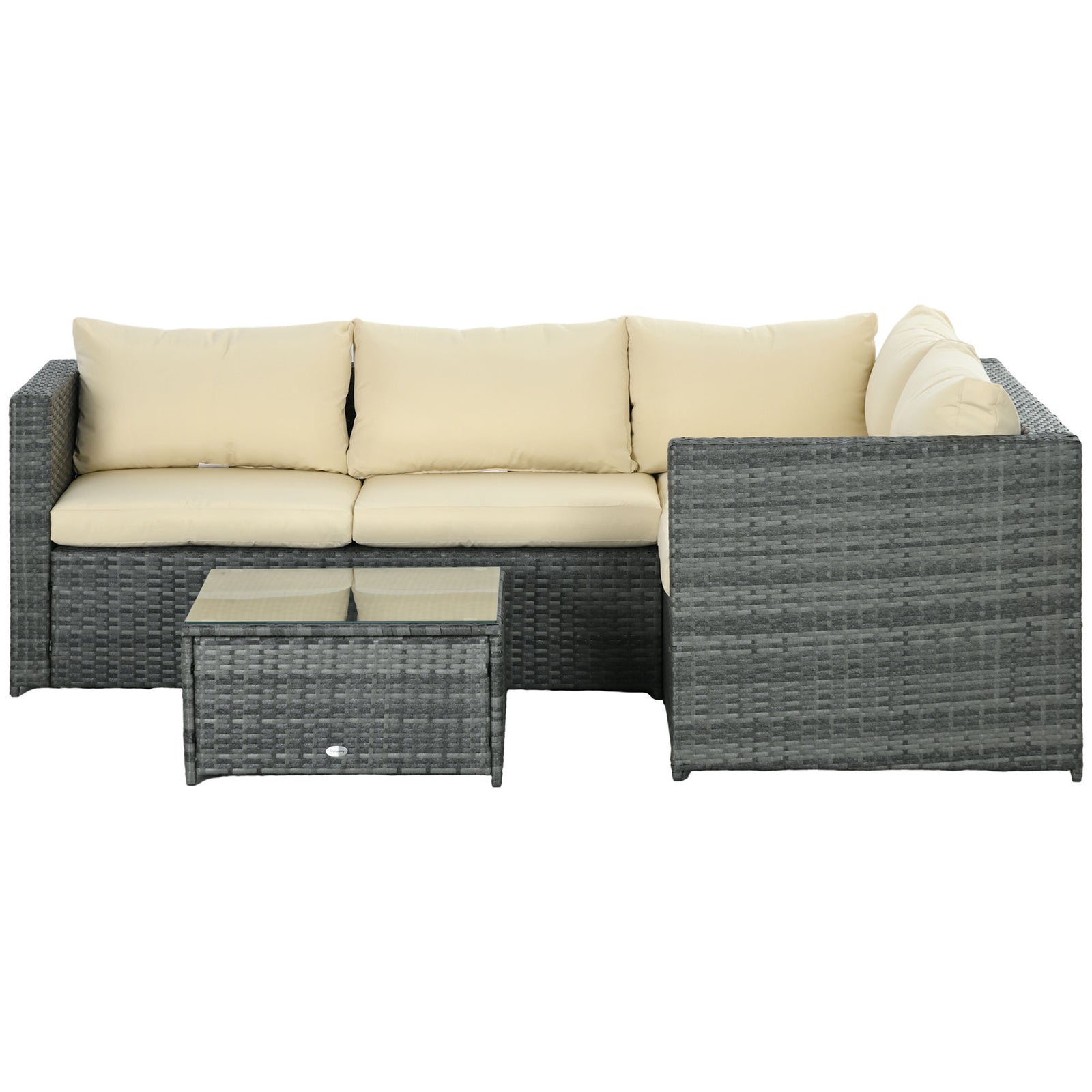3pcs Rattan Dining Sofa Set Table Garden Furniture Outdoor | Beige