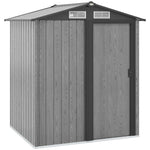 5x4ft Metal Garden Shed, Grey Wood
