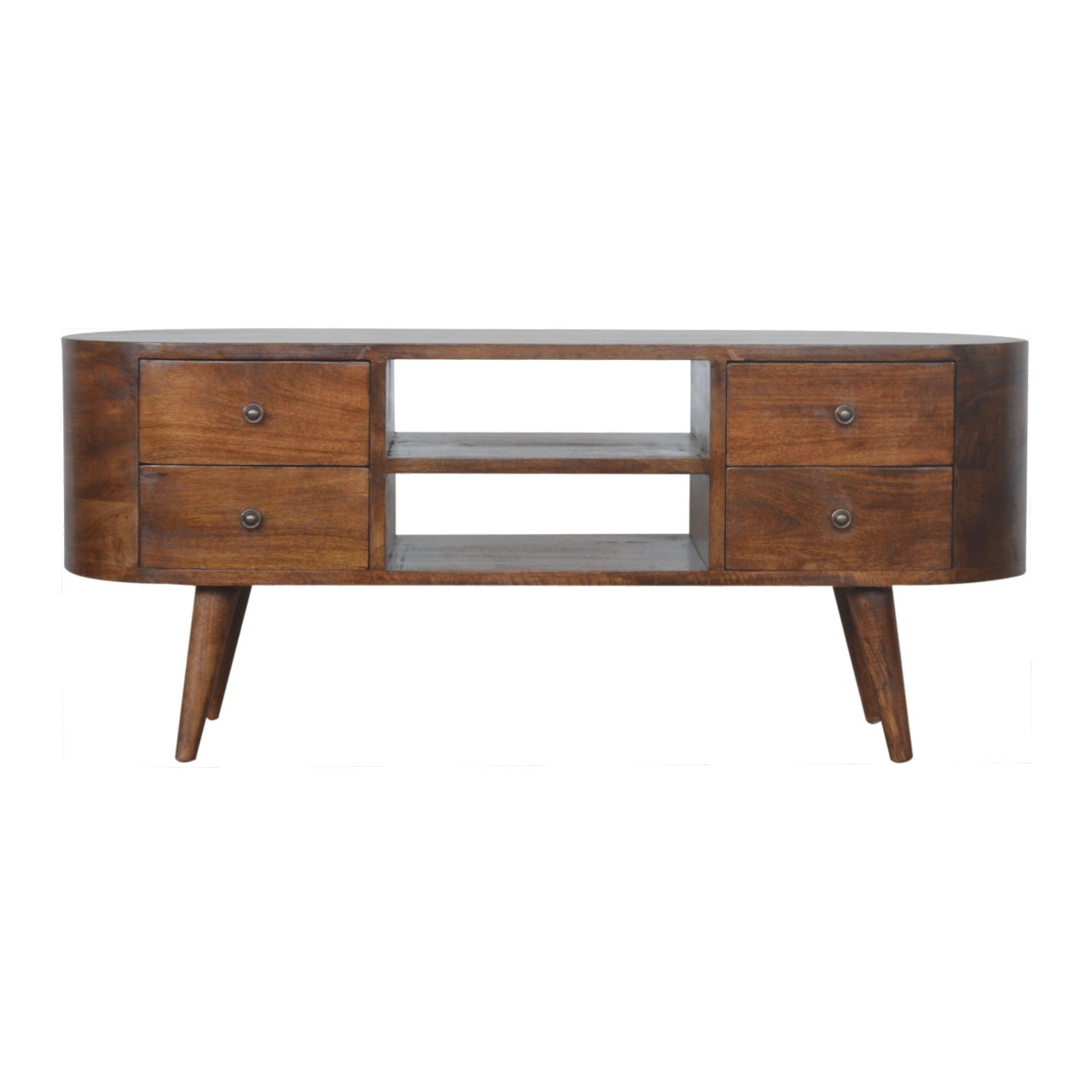 Solid Wood Chestnut Rounded Entertainment Unit