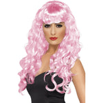 Siren Long Curly Wig With Fringe | Pink