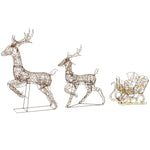 Outsunny 3-piece Christmas Lighted Reindeer And Sleigh Set For Outdoor