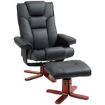 Reclining Armchair With Footstool And Adjustable Backrest | One Size | Black
