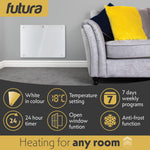 Electric Panel Heater White  Wall Mounted & Free Standing Glass Room Radiator With  Timer Thermostat Control Lot 20 | 1000w | White