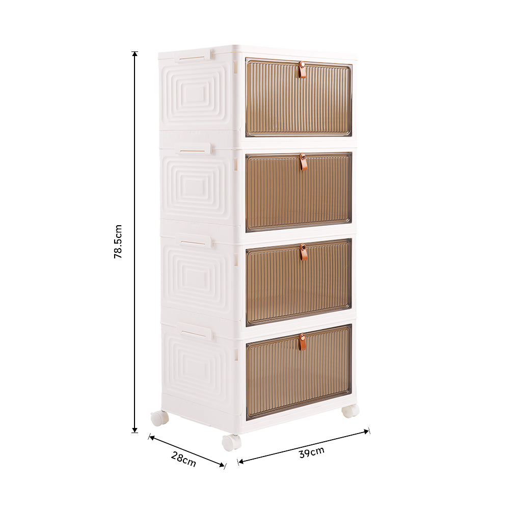 4-layer Thicken Foldable Shoe Storage Box With Wheels