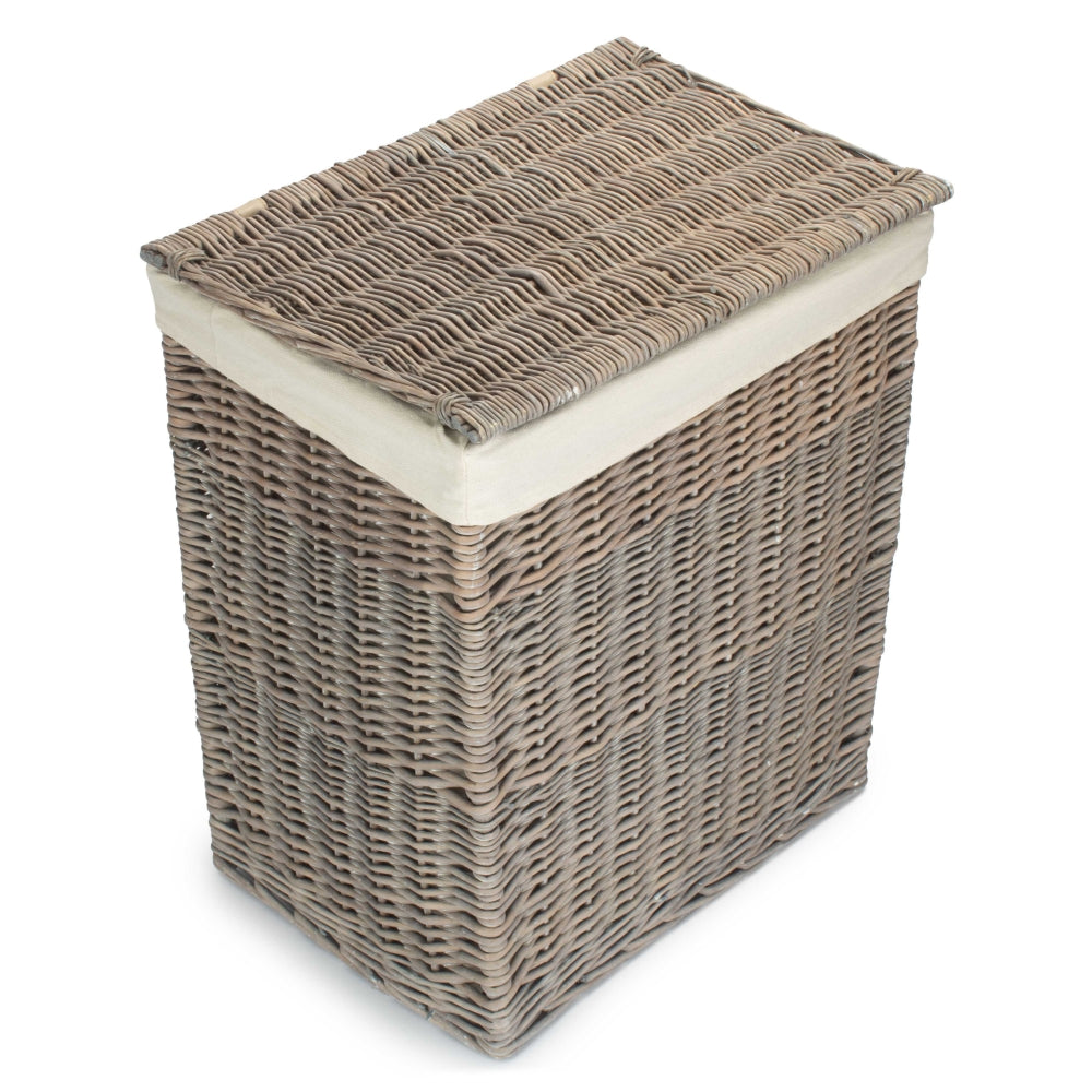 Slim Grey Wash Wicker Laundry Basket | One Size