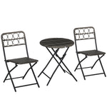 3 Pcs Folding Rattan Wicker Bistro Set, Coffee Table Set | Gray