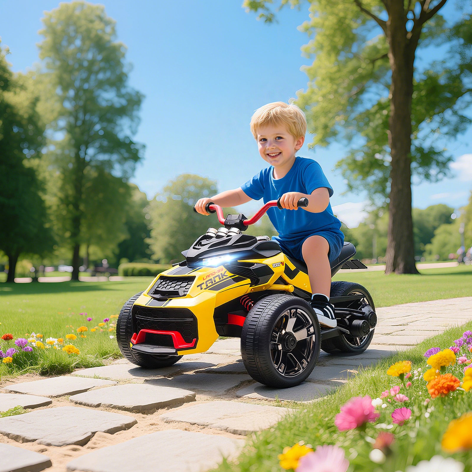 12v Kids Electric Ride On Car, Battery Powered Ride On Atv | Yellow