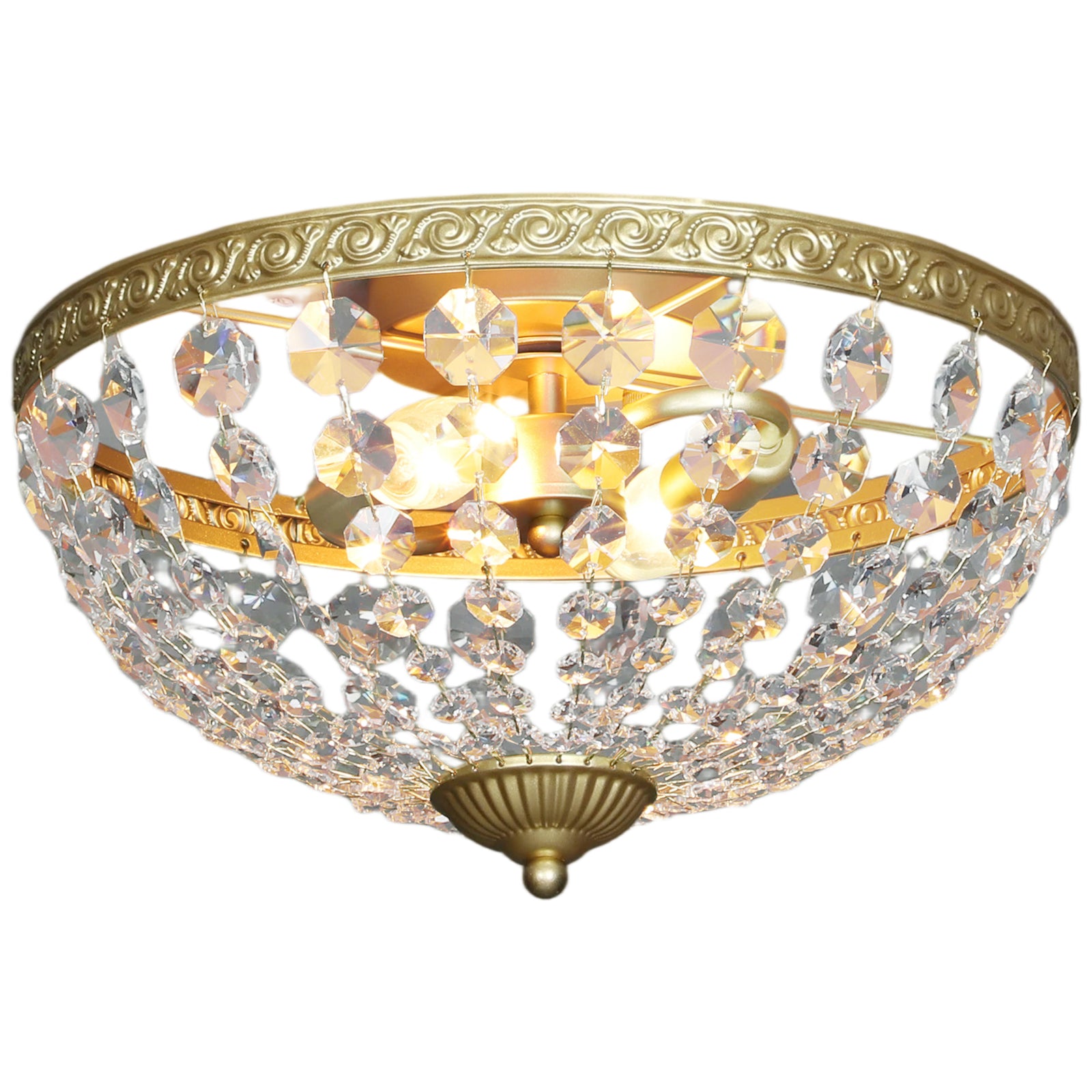 Chandelier Crystal Ceiling Light With E14 Base 2-lights | Gold