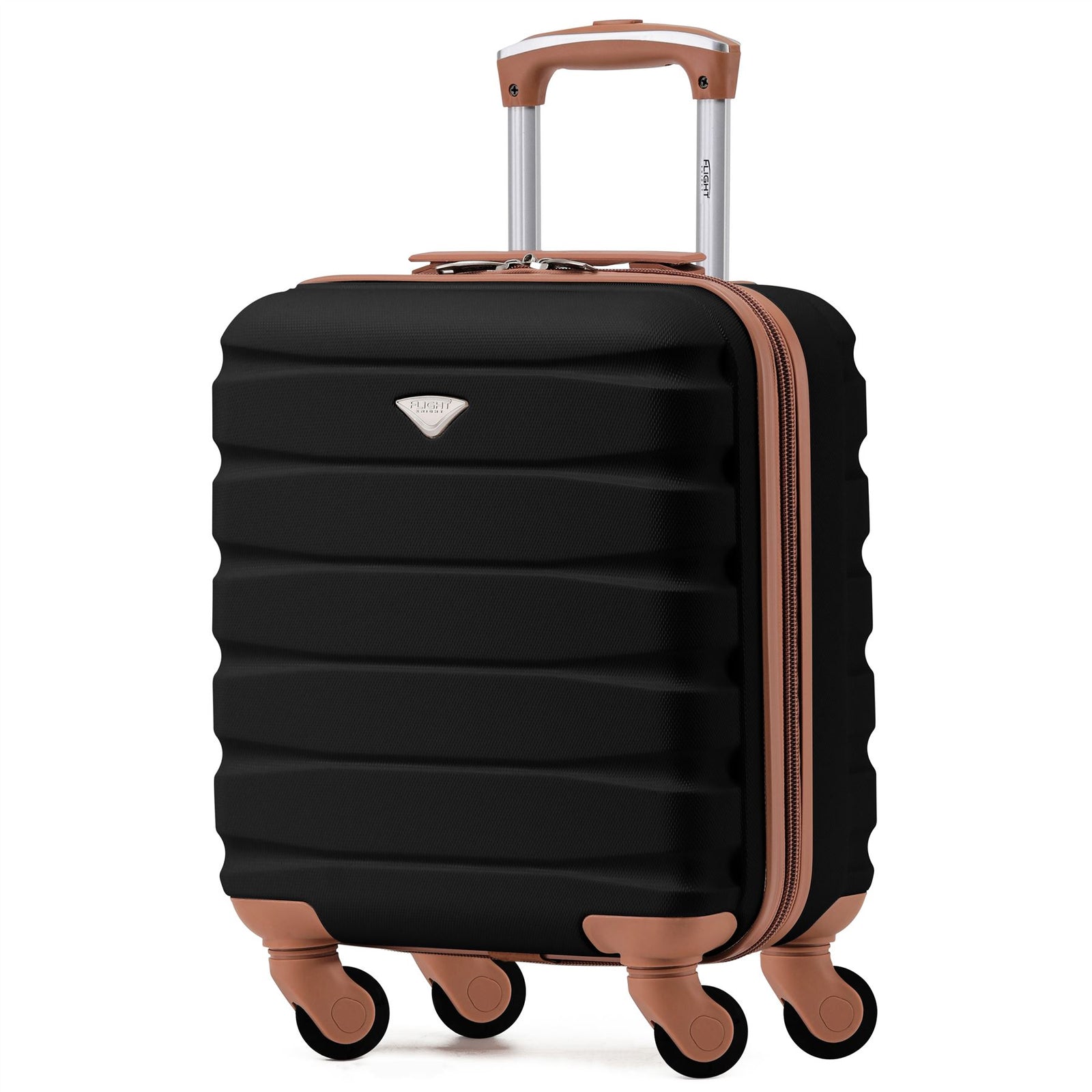 45x36x20cm Lightweight Underseat Cabin Carry On Suitcase - 100+ Airline Approved - Hard Shell Luggage - 4 Wheels | 45 x 36 x 20cm | Black & Brown