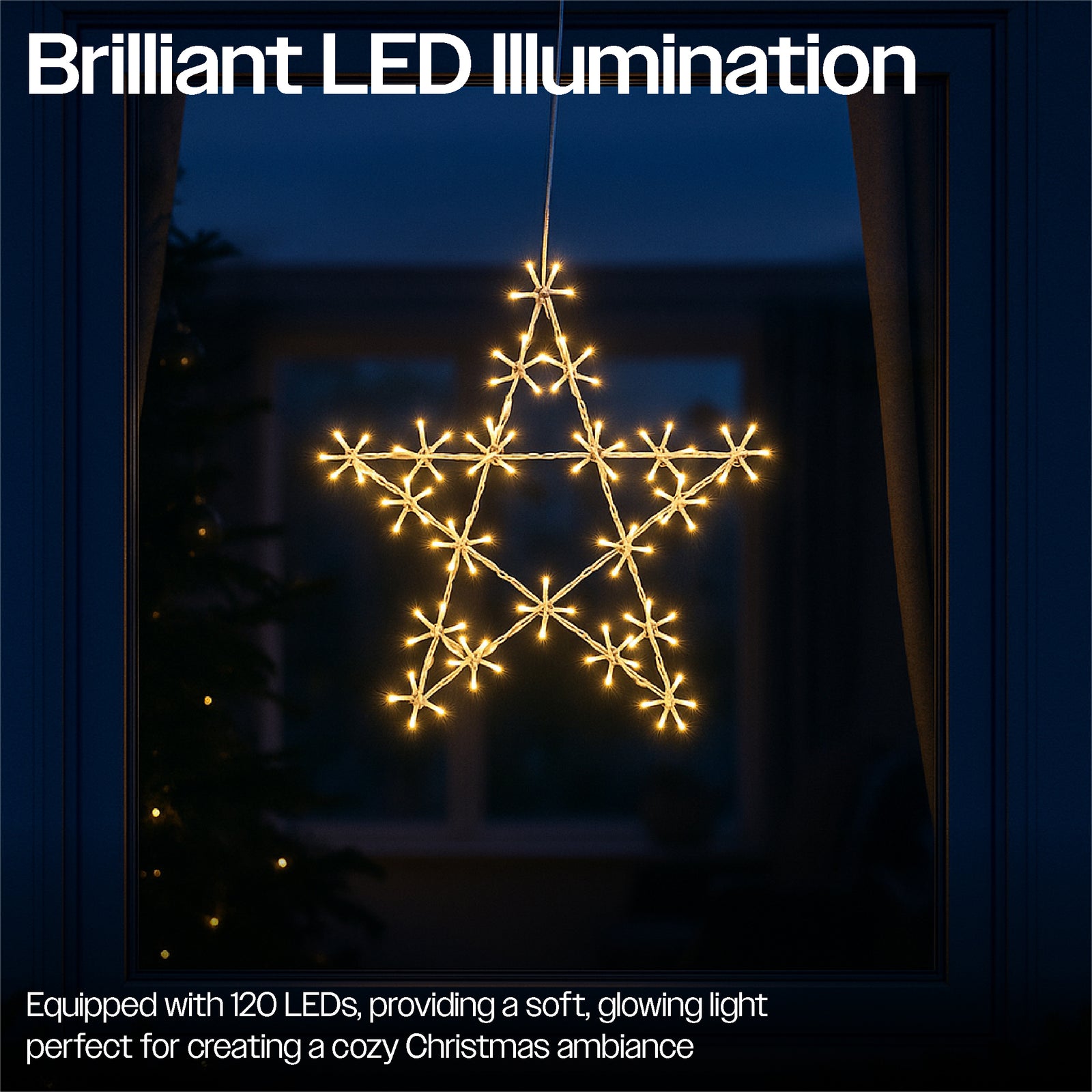 Xmas Haus 50cm 120warm White Led Metal Star 3m Lead Outdoor