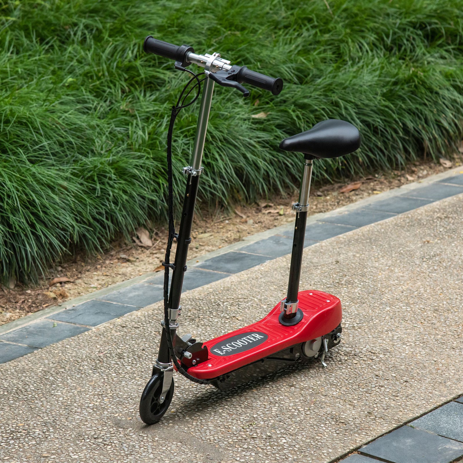Foldable Powered Scooter With Adjustable Seat And Brake | Red