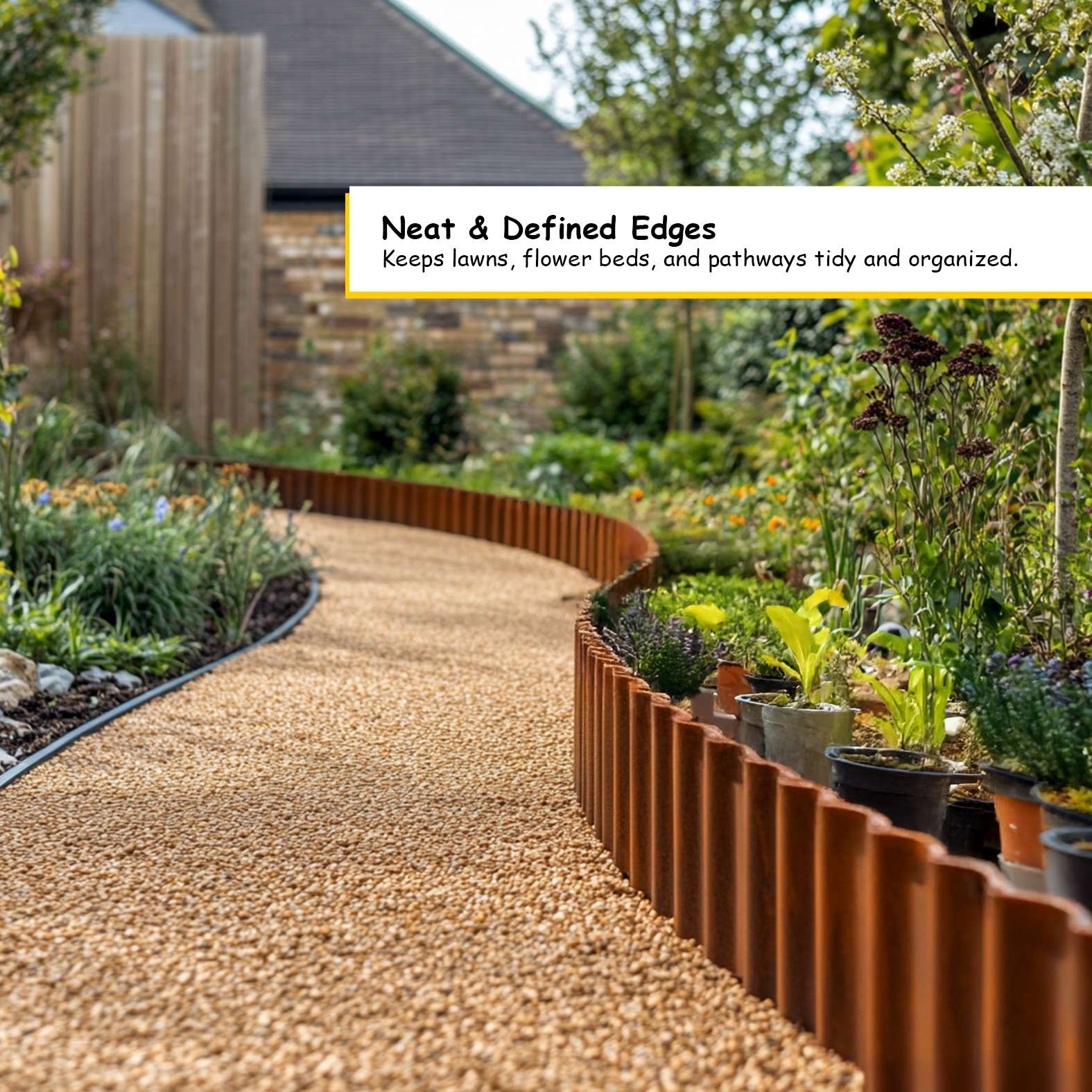 Pre Rusted Corrugated Metal Lawn Edging Garden Border Roll | 6m | Rust