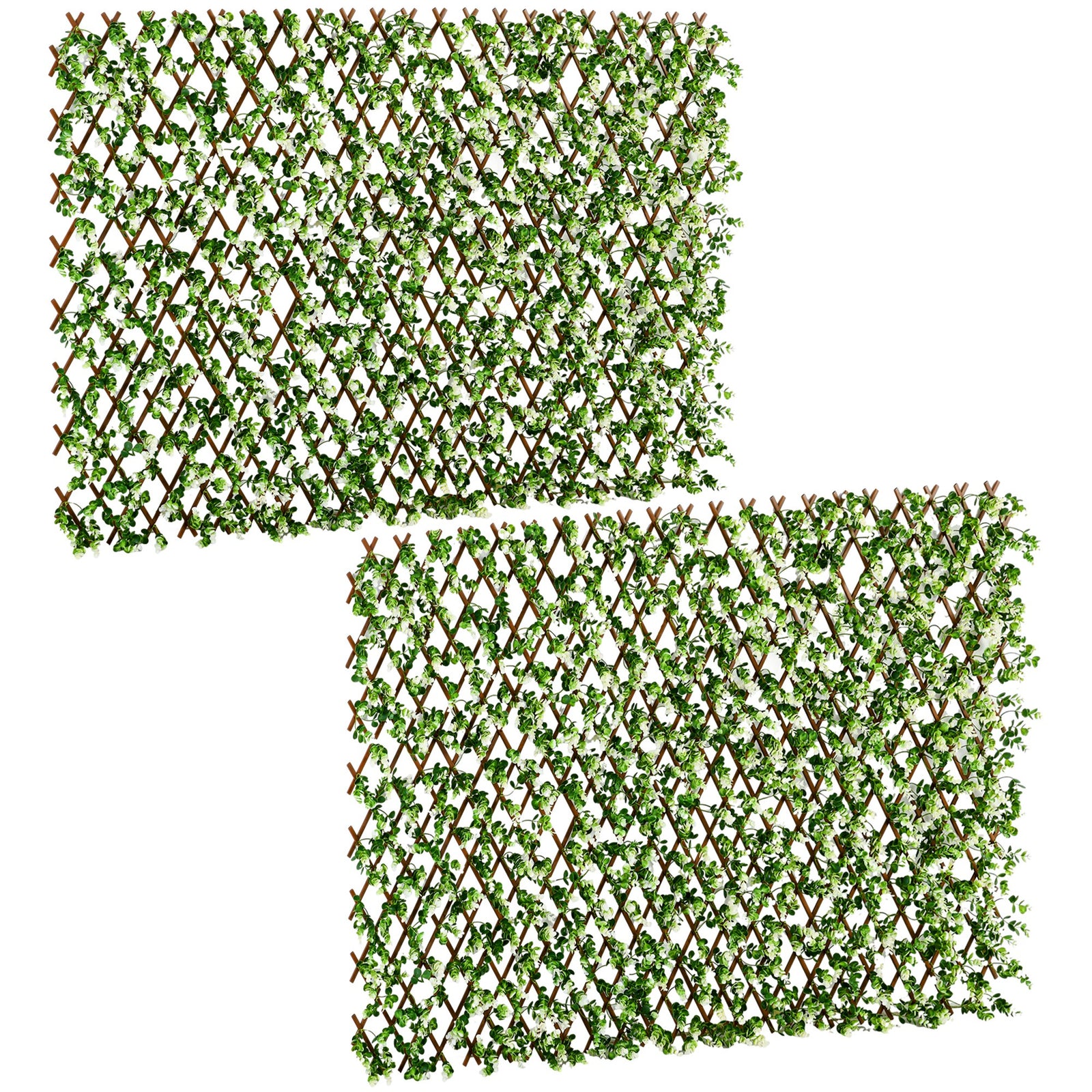 2pc Expandable Faux Trellis Fence 2m X 1m