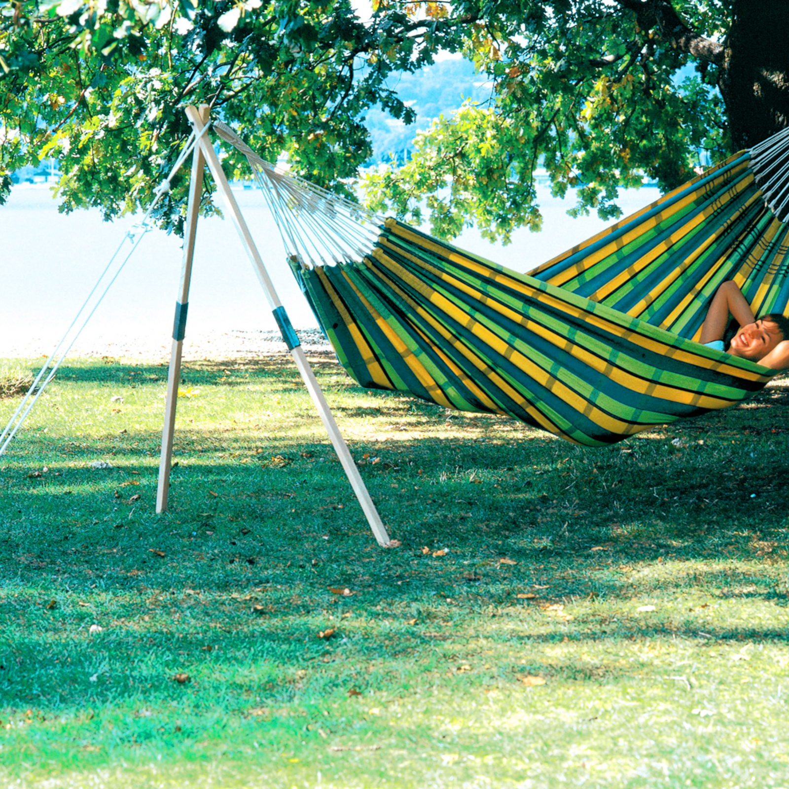 Barbados Lemon Double Cotton Traditional Garden Hammock With Bag