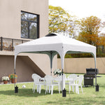 Pop Up Gazebo Foldable With Wheeled, Bag And 4 Weight Bags | White