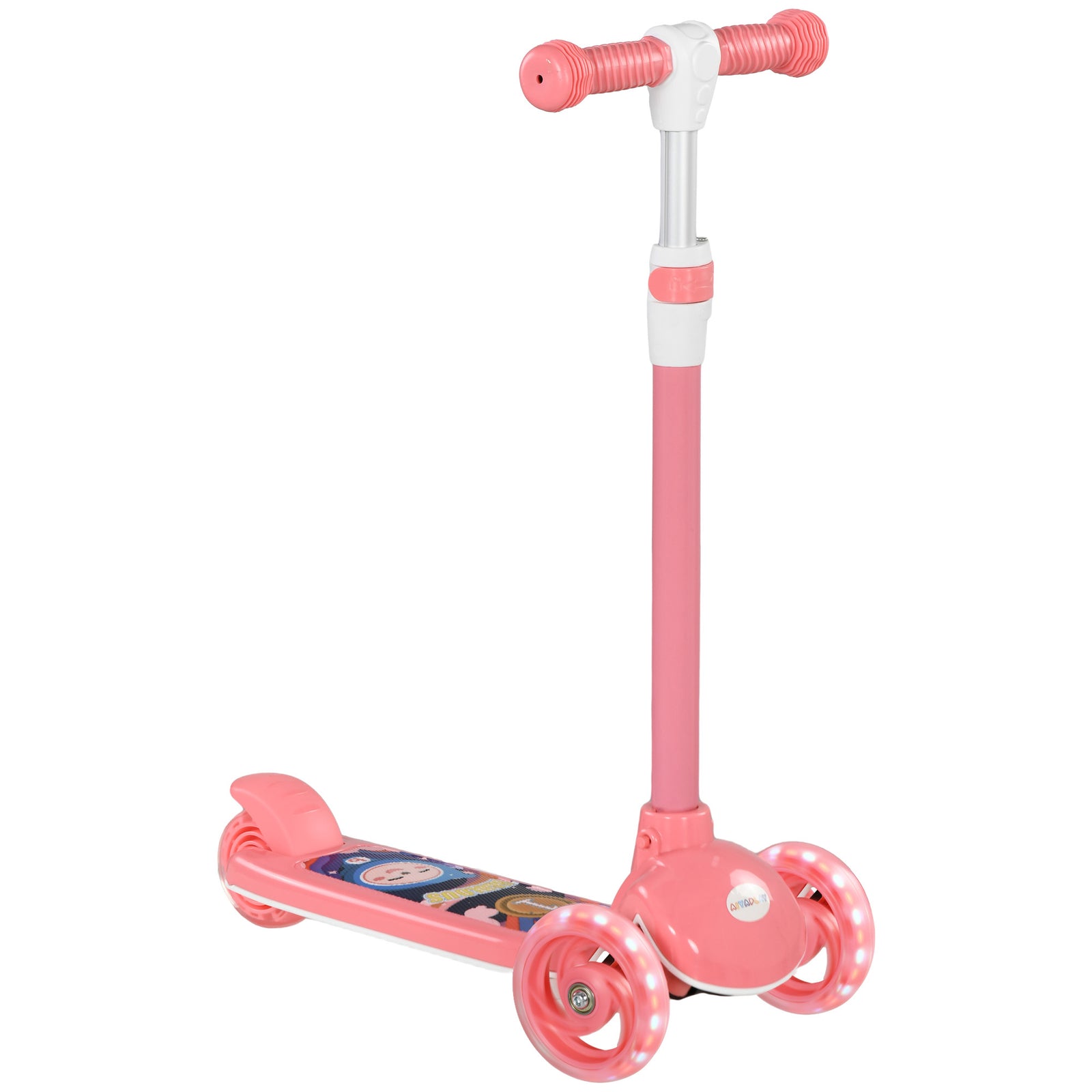 Kids 3 Wheel Scooter For 2-6 Years Old W/ Adjustable Height | Pink