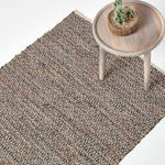 Real Leather Handwoven Diamond Pattern Rug | 150cm x 95cm | Brown