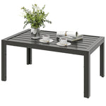 Outdoor Side Table Garden Table With Steel Frame And Slat Top Grey Wood
