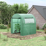 Polytunnel Greenhouse W/ Mesh Windows 1.8x1.8x2m | Green