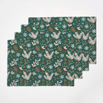 Festive Forest Green Christmas Placemats, Set Of 4