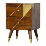 Solid Wood Gold Geometric Chestnut Bedside