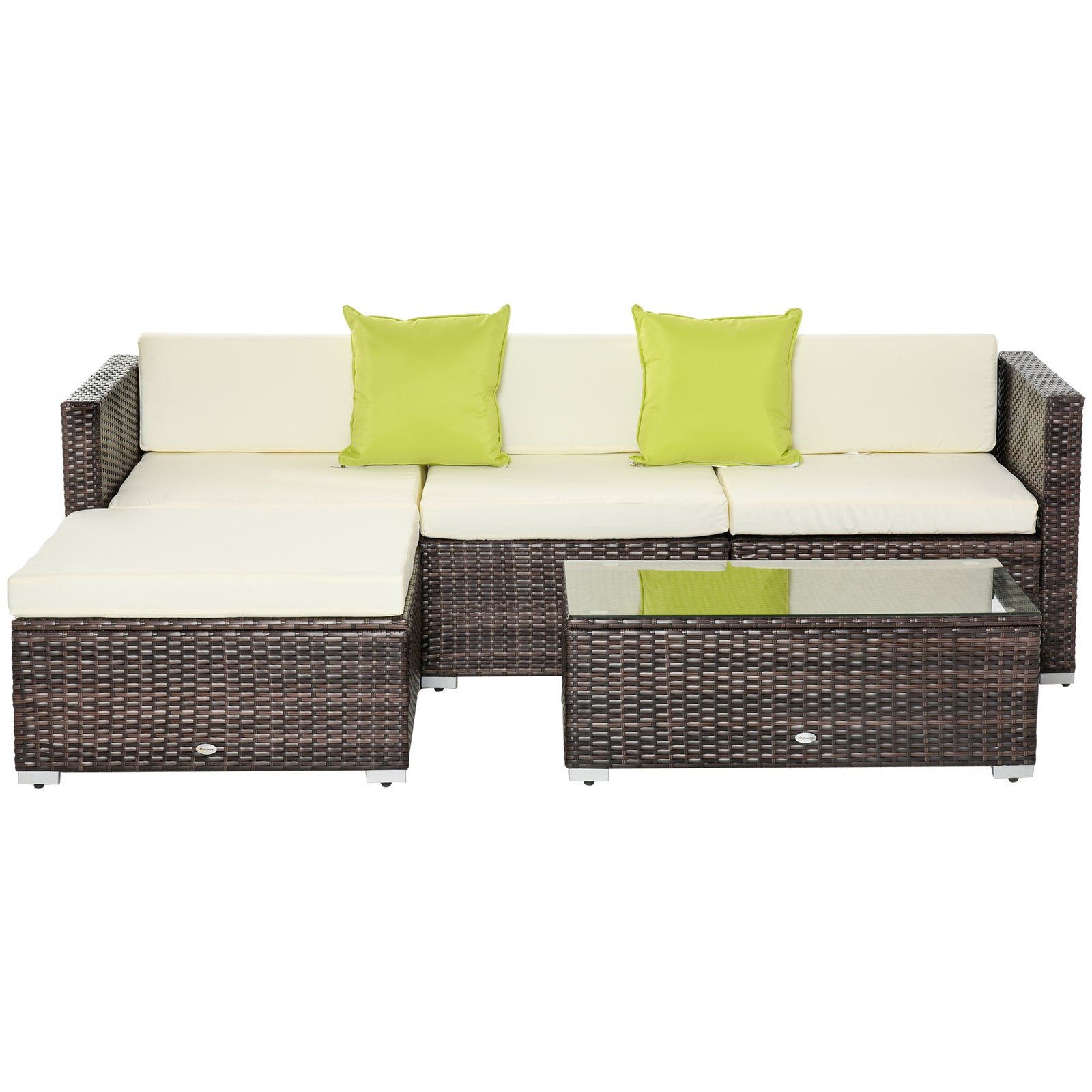 5 Pieces Rattan Sofa Set Wicker Sectional Cushion Patio | Brown
