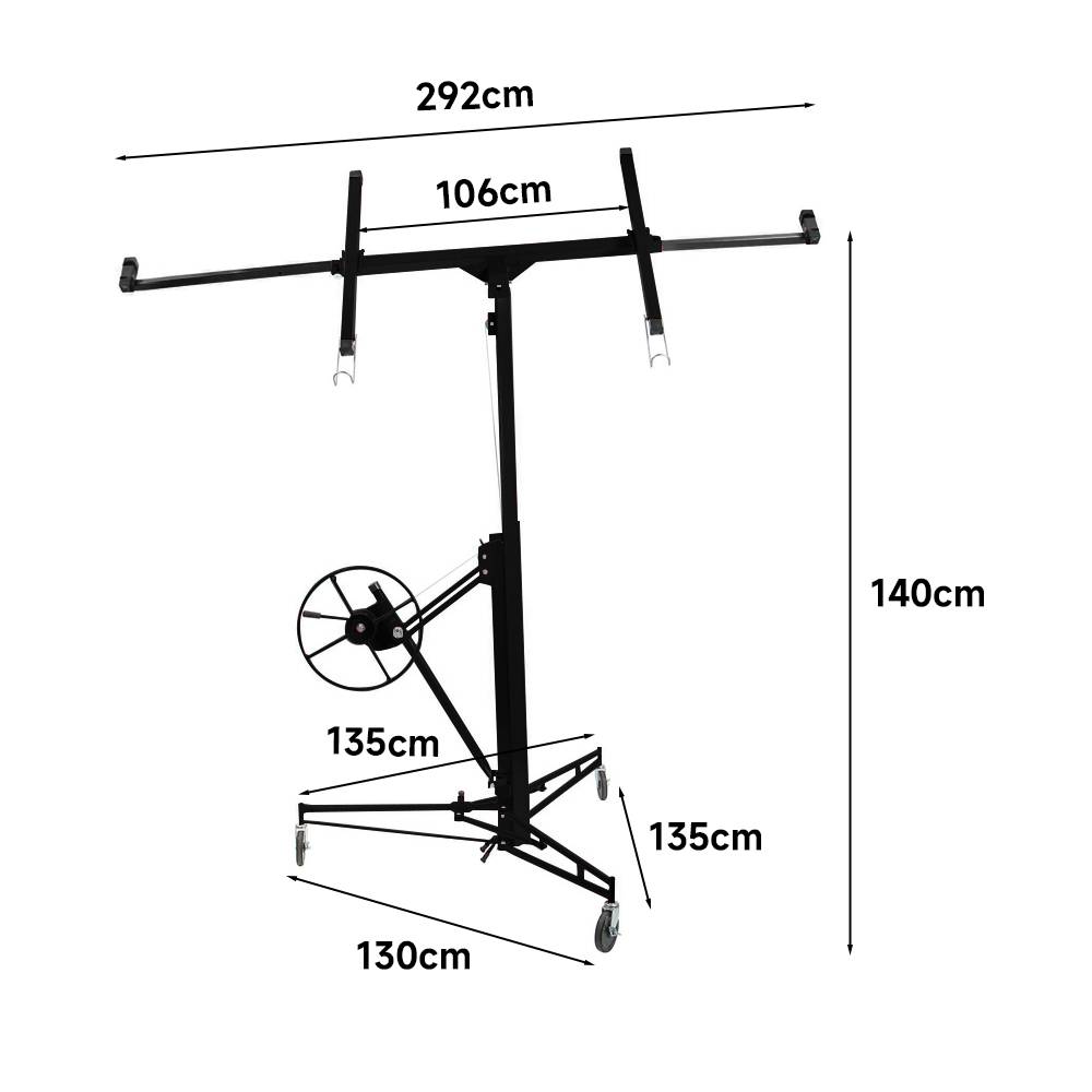11ft Drywall Lifter With Rolling Casters Panel Hoist | Black