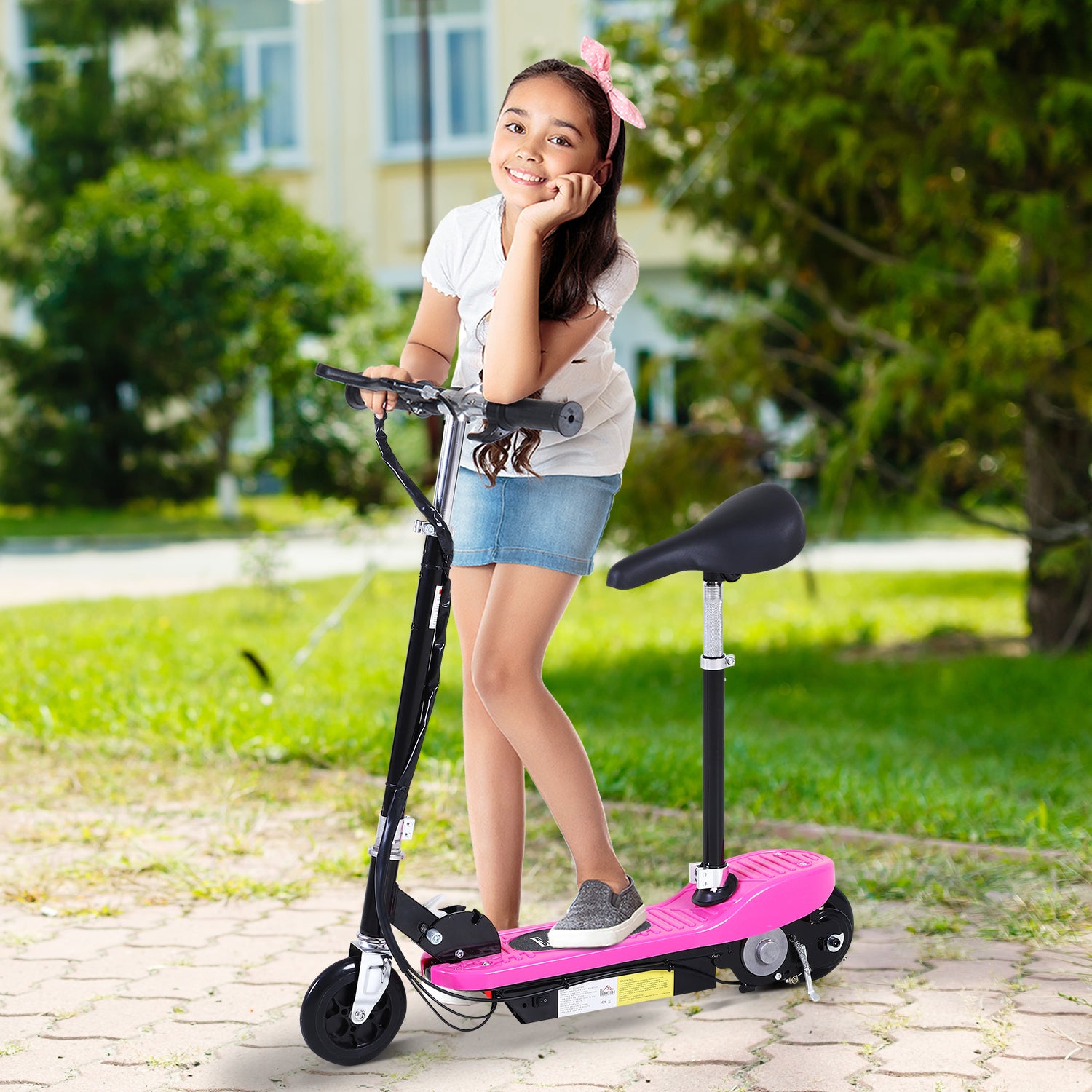 Foldable Powered Scooter With Adjustable Seat And Brake | Pink