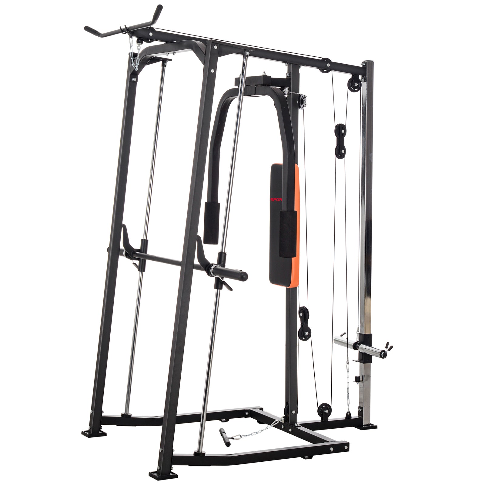3 In 1 Smith Machine, Multi-functional Power Cage With Dual Cable Pulley System